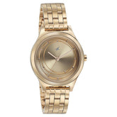 Fastrack, Women's  Watch Analog, Gold Dial Gold Stainless Steel Band, 6152WM01